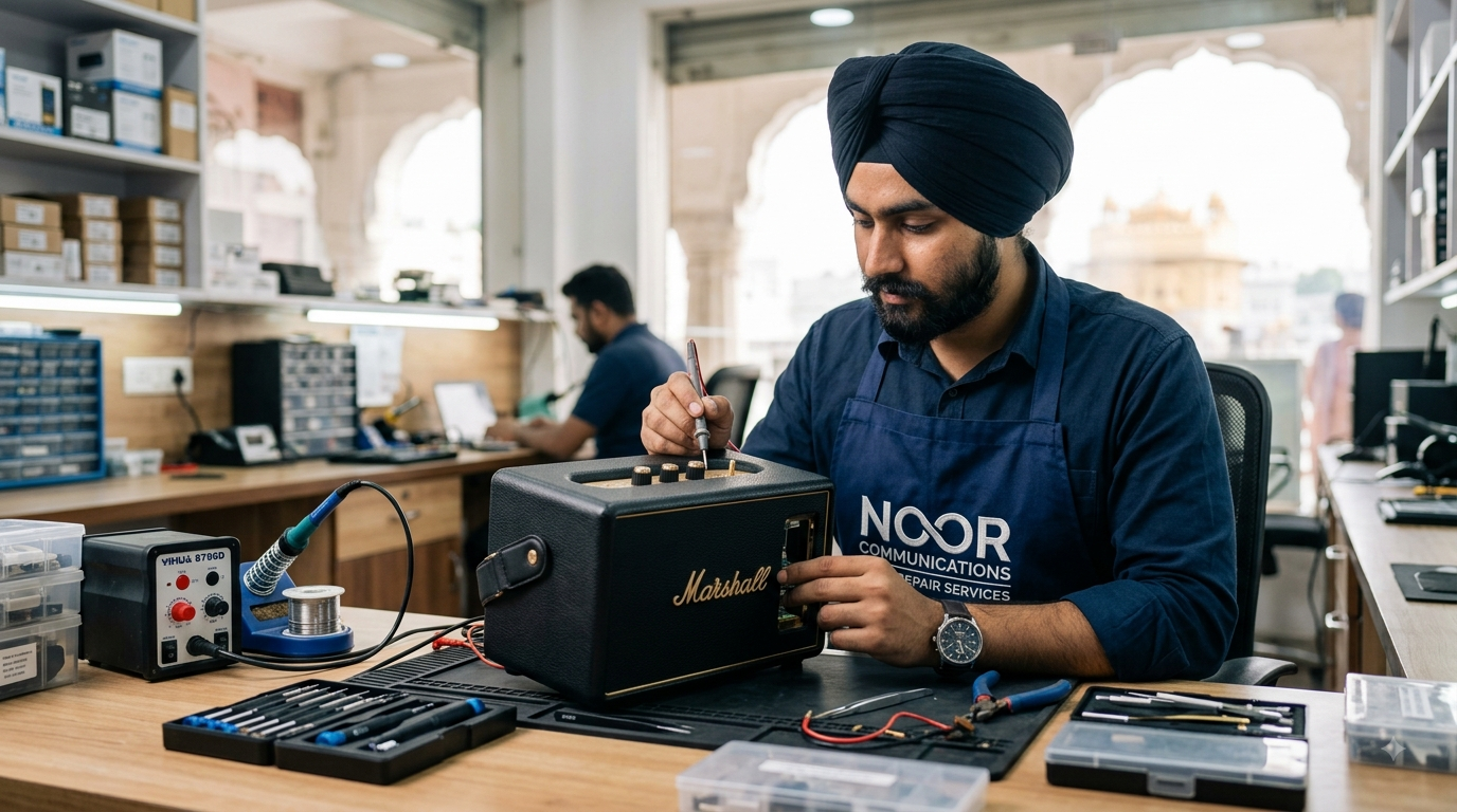 Marshall Speaker Repair in Kharar by Noor Communications technician